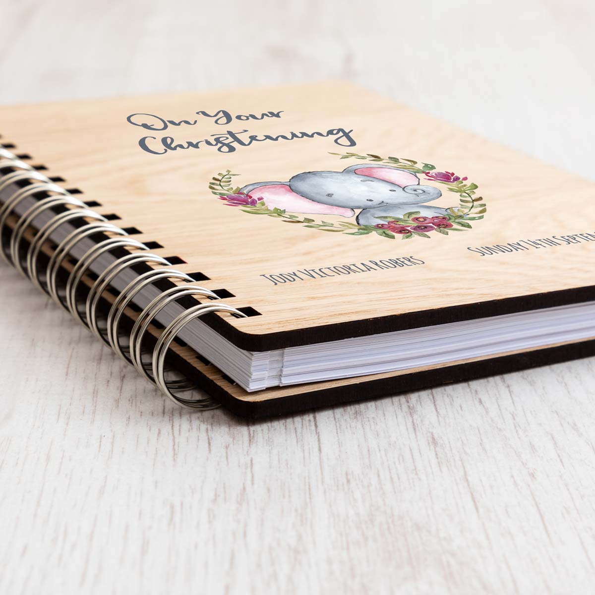 Close up of Christening guest book