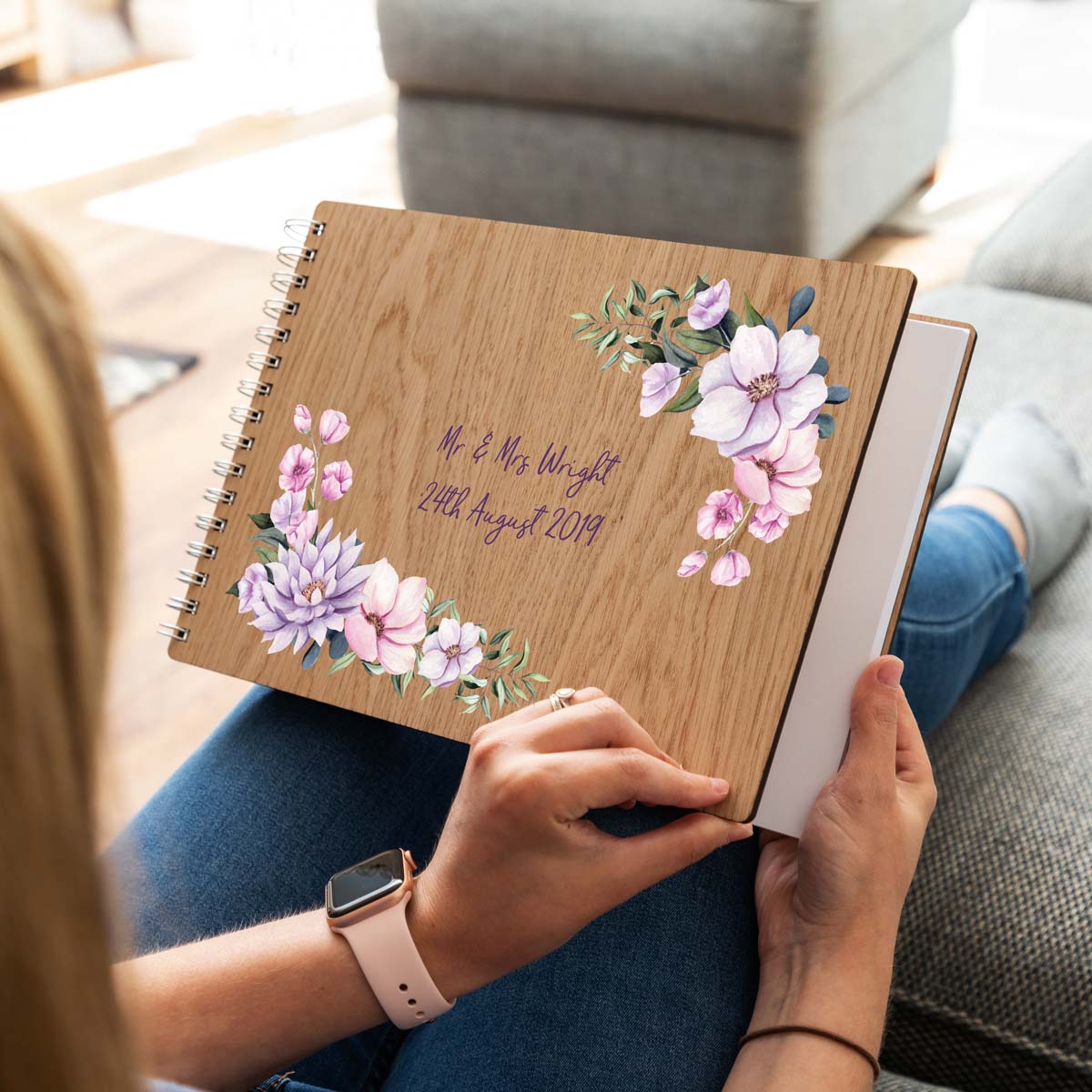A4 landscape personalised wedding guest book