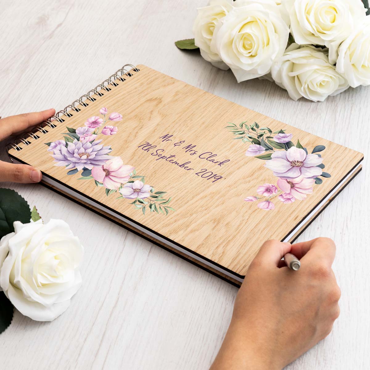 Wedding guest book with a floral design