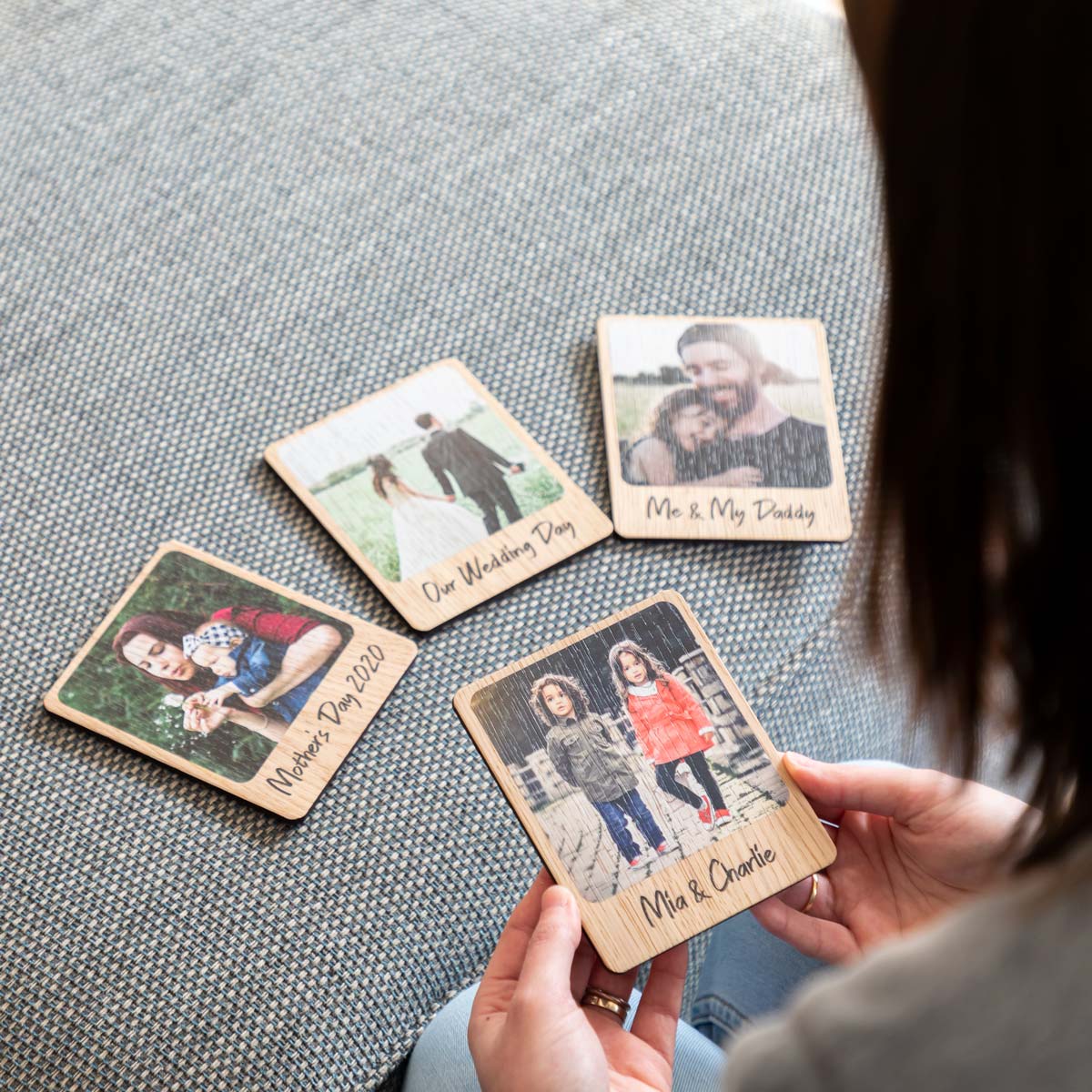 Personalised Photo Magnet Oak Veneer