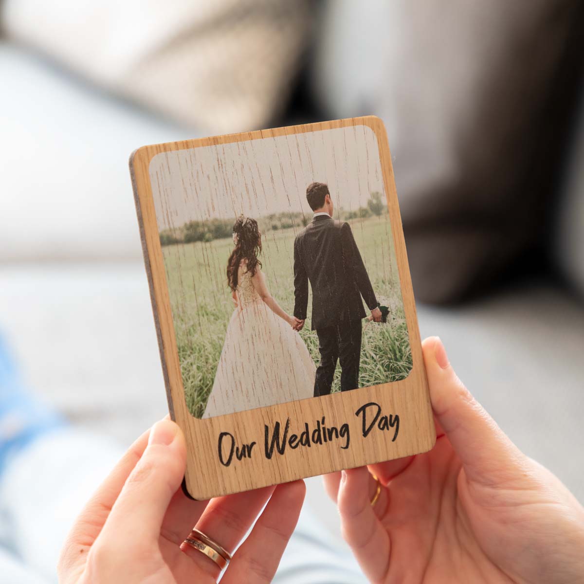 Personalised Photo Magnet Oak Veneer