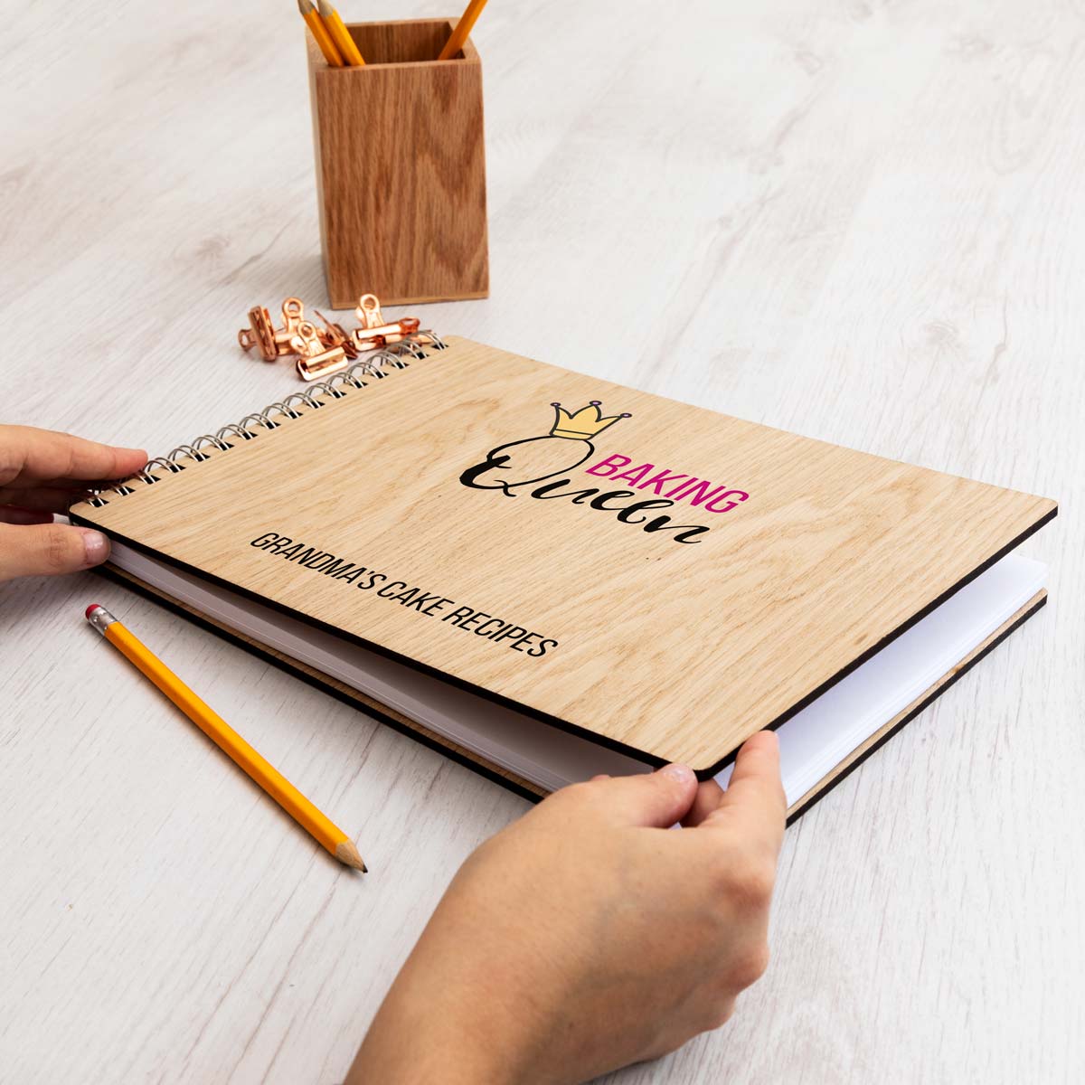 A4 landscape baking queen recipe book with personalisation