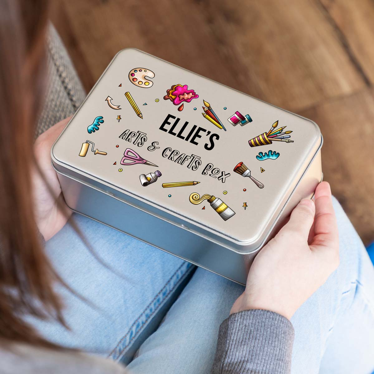 Personalised Arts and Crafts Box Tin