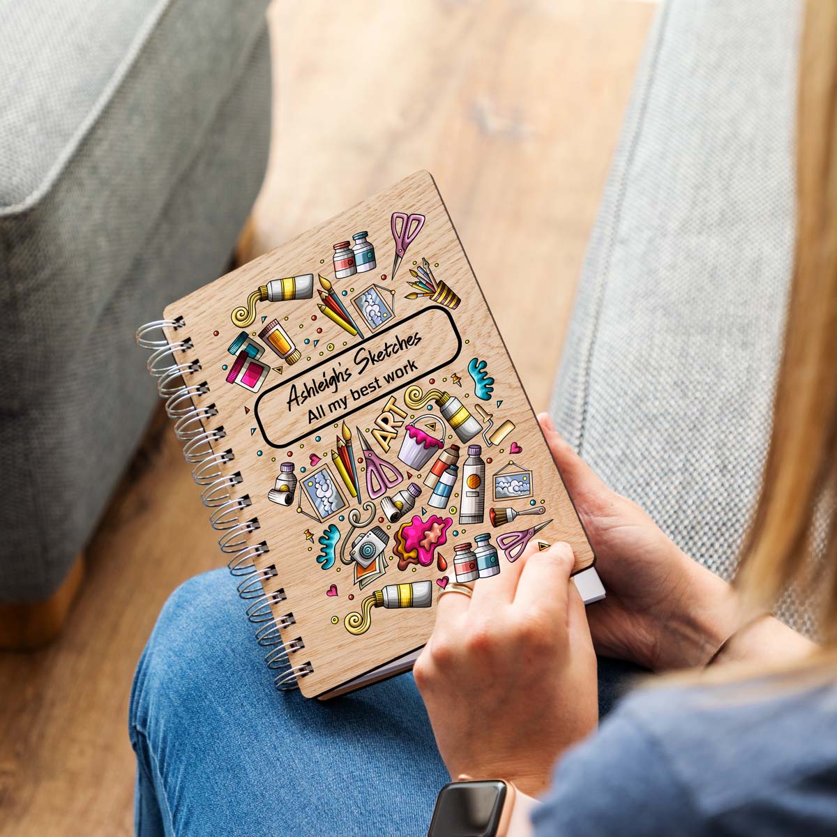A5 portrait sketchbook with personalisation