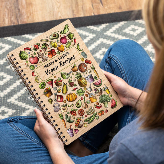 Wooden vegan recipe book with personalisation