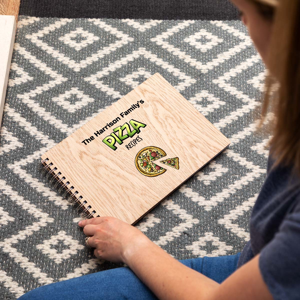 A4 landscape pizza recipe book with personalised text