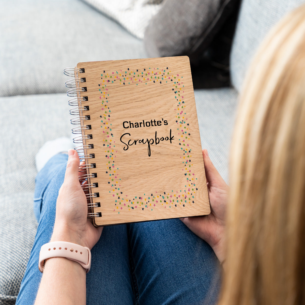 A5 portrait scrapbook with star design border