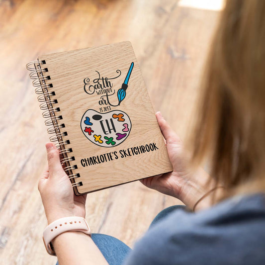 Wooden sketchbook with personalisation A5 portrait