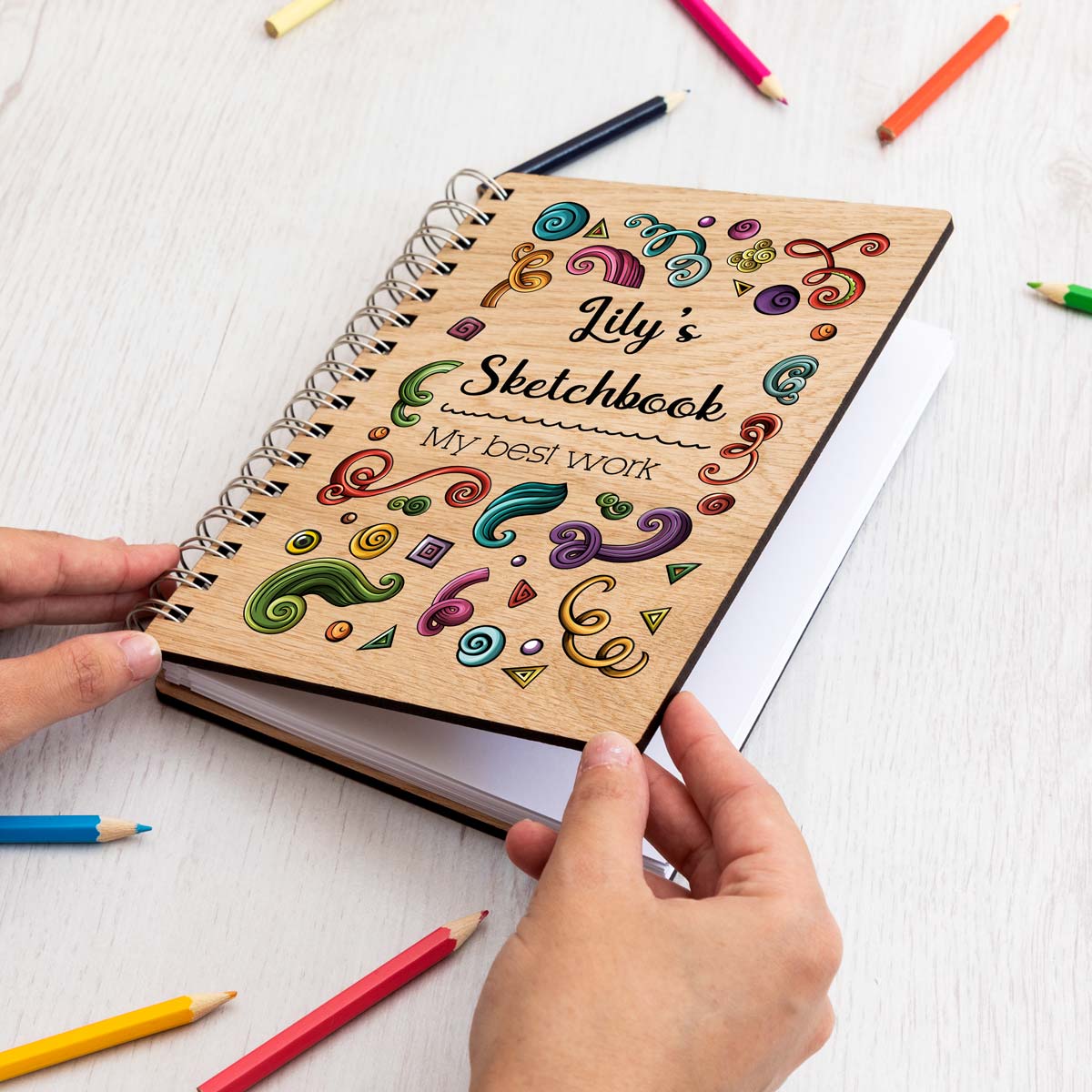 A5 portrait wooden sketchbook