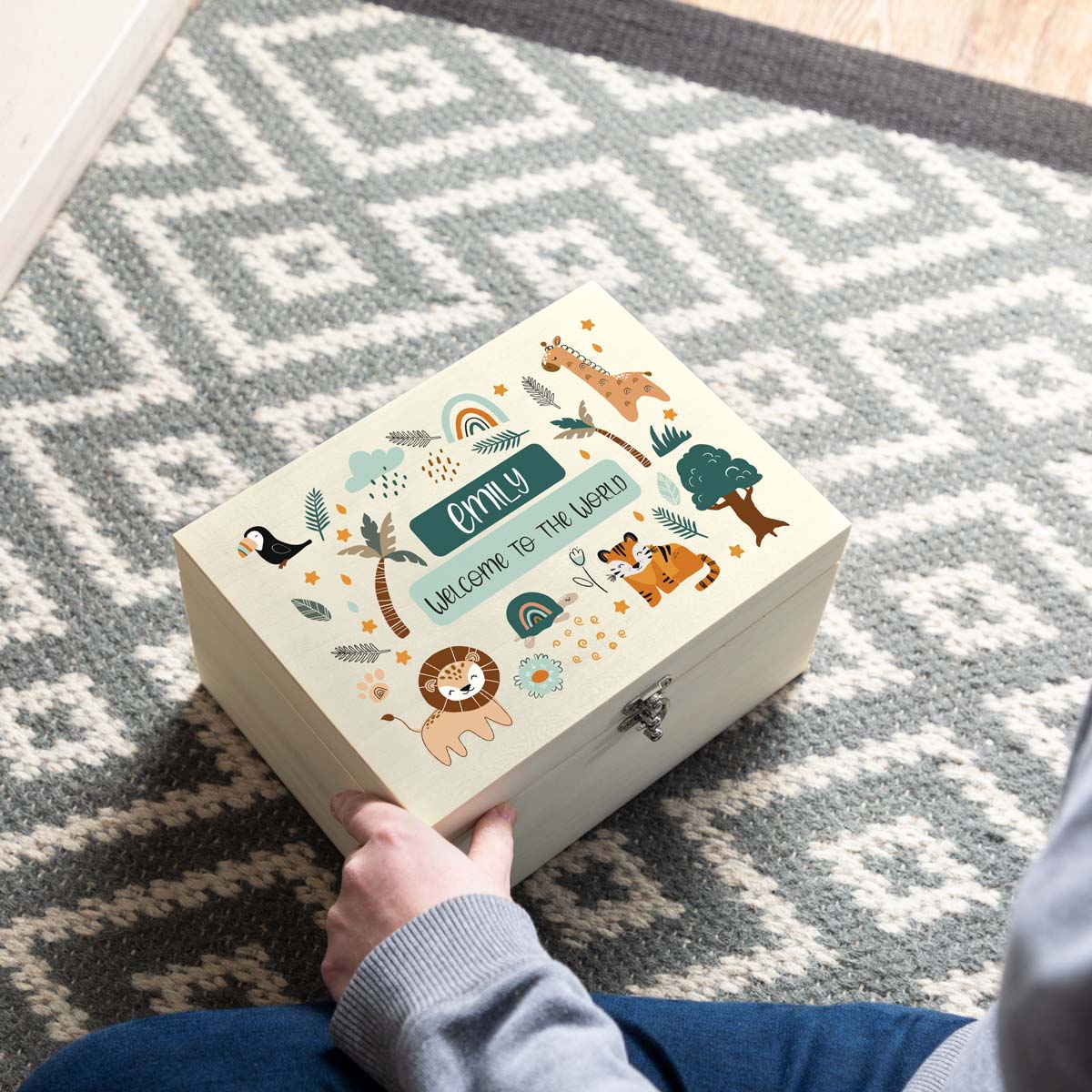 Personalised Jungle Animal Keepsake Box