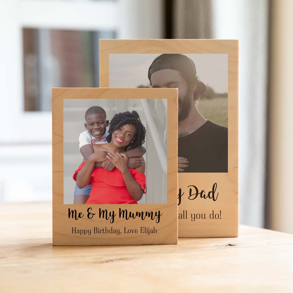 Personalised Wood Photo Block With Message