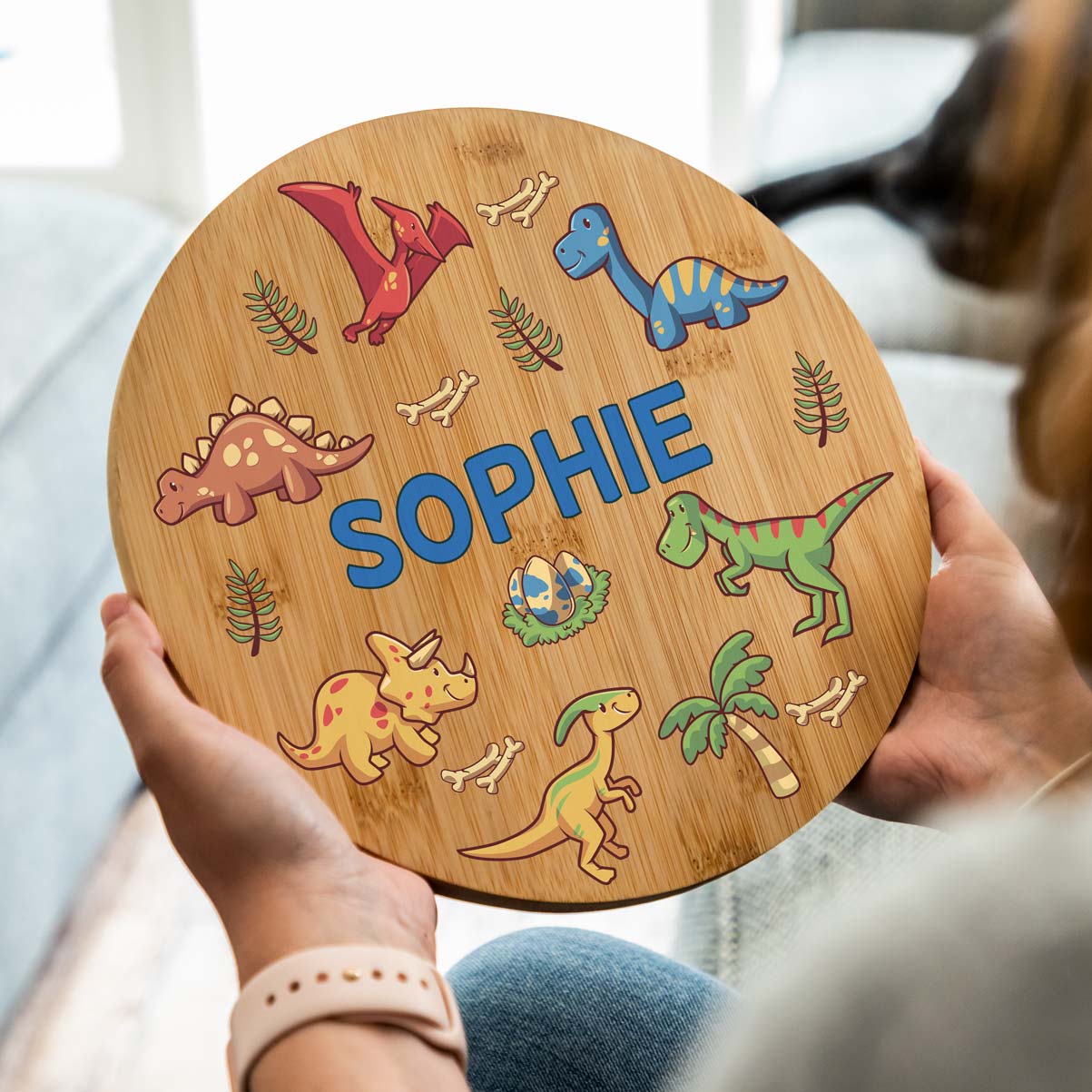 Personalised Dinosaur Round Sign