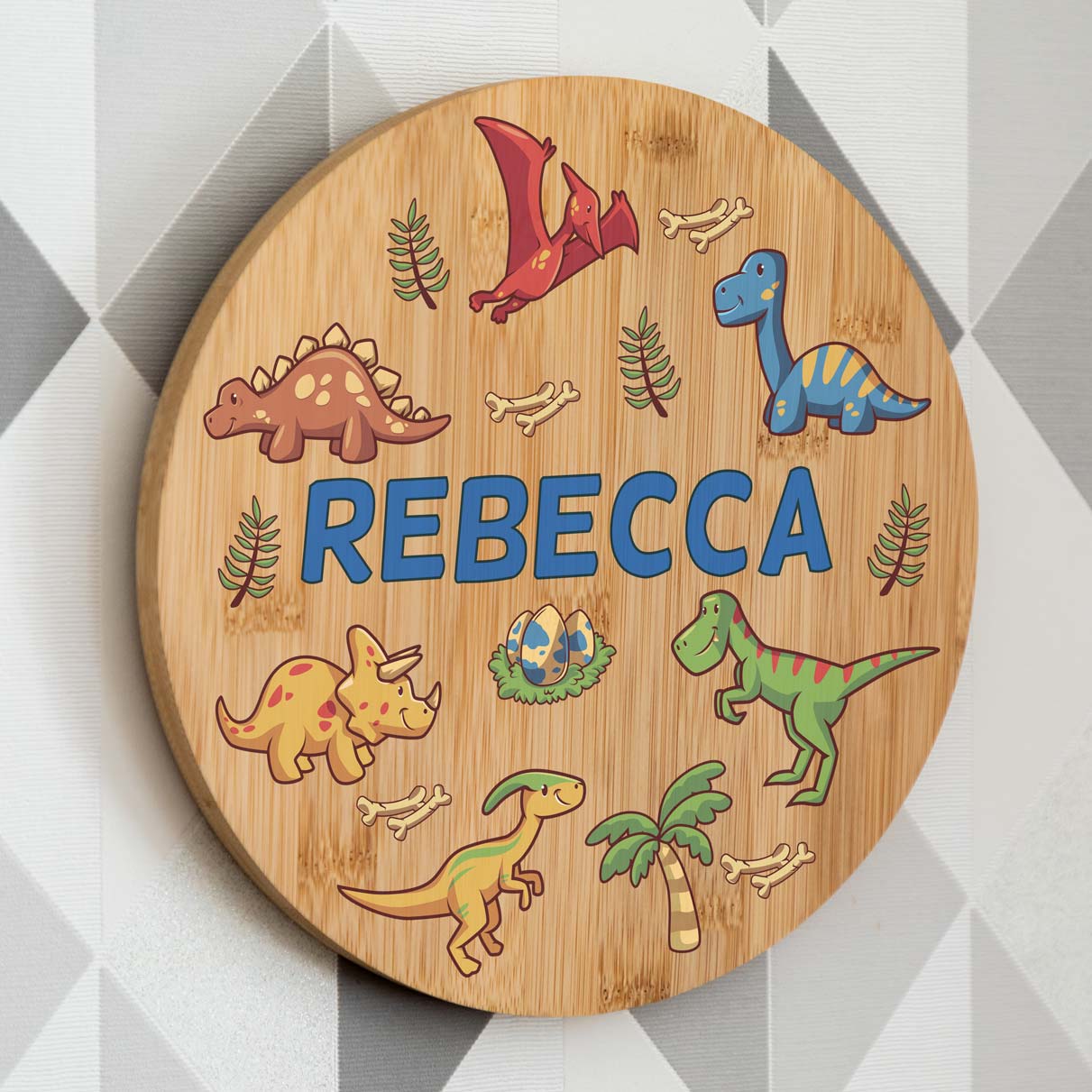 Personalised Dinosaur Round Sign