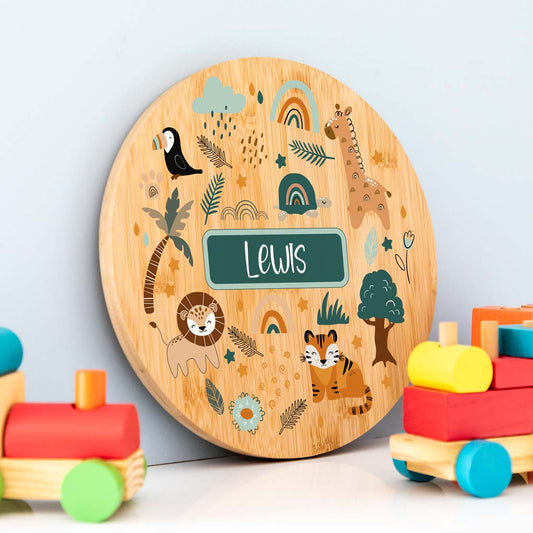 Personalised Jungle Animals Round Sign