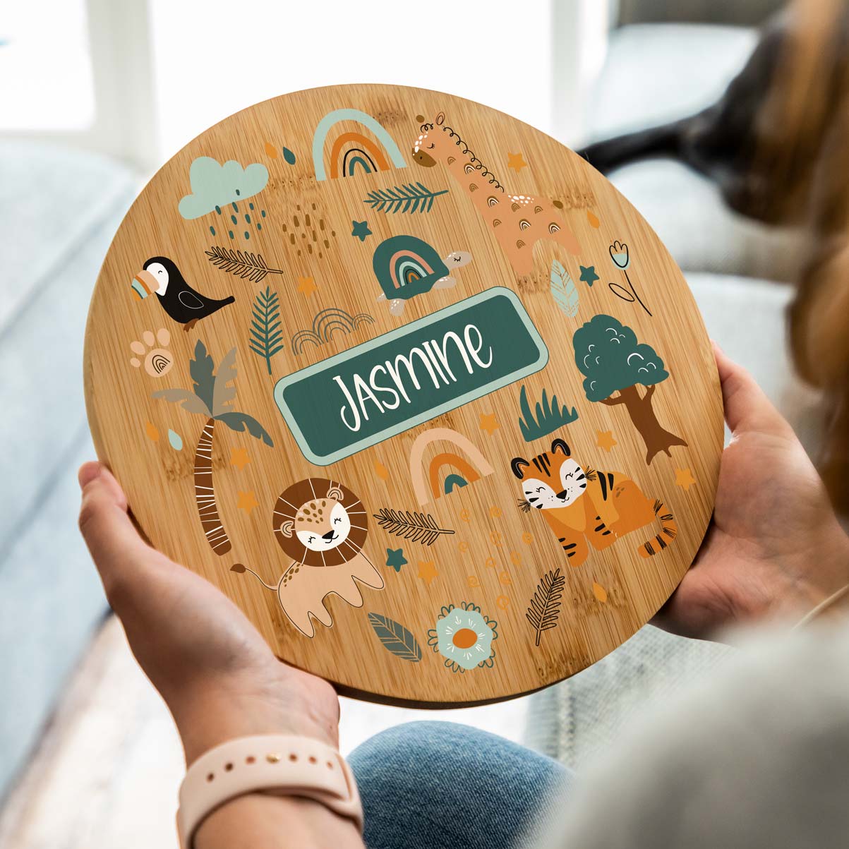 Personalised Jungle Animals Round Sign