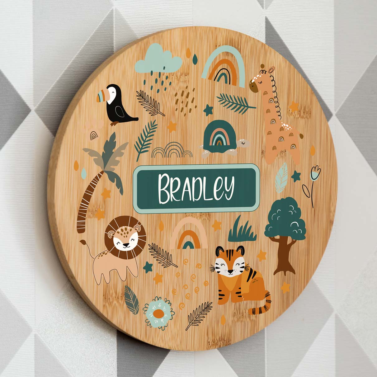 Personalised Jungle Animals Round Sign
