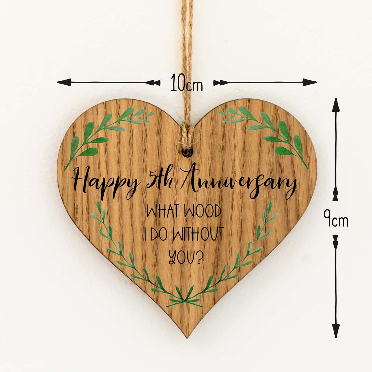 Happy 5th Anniversary Heart Decoration Sign