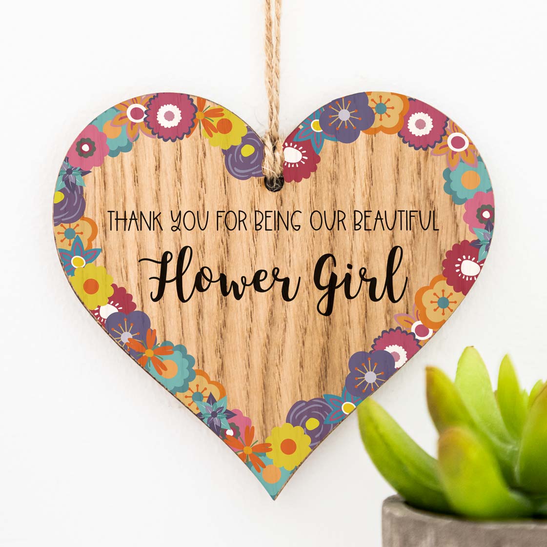 Thank You For Being Our Beautiful Flower Girl Heart Sign