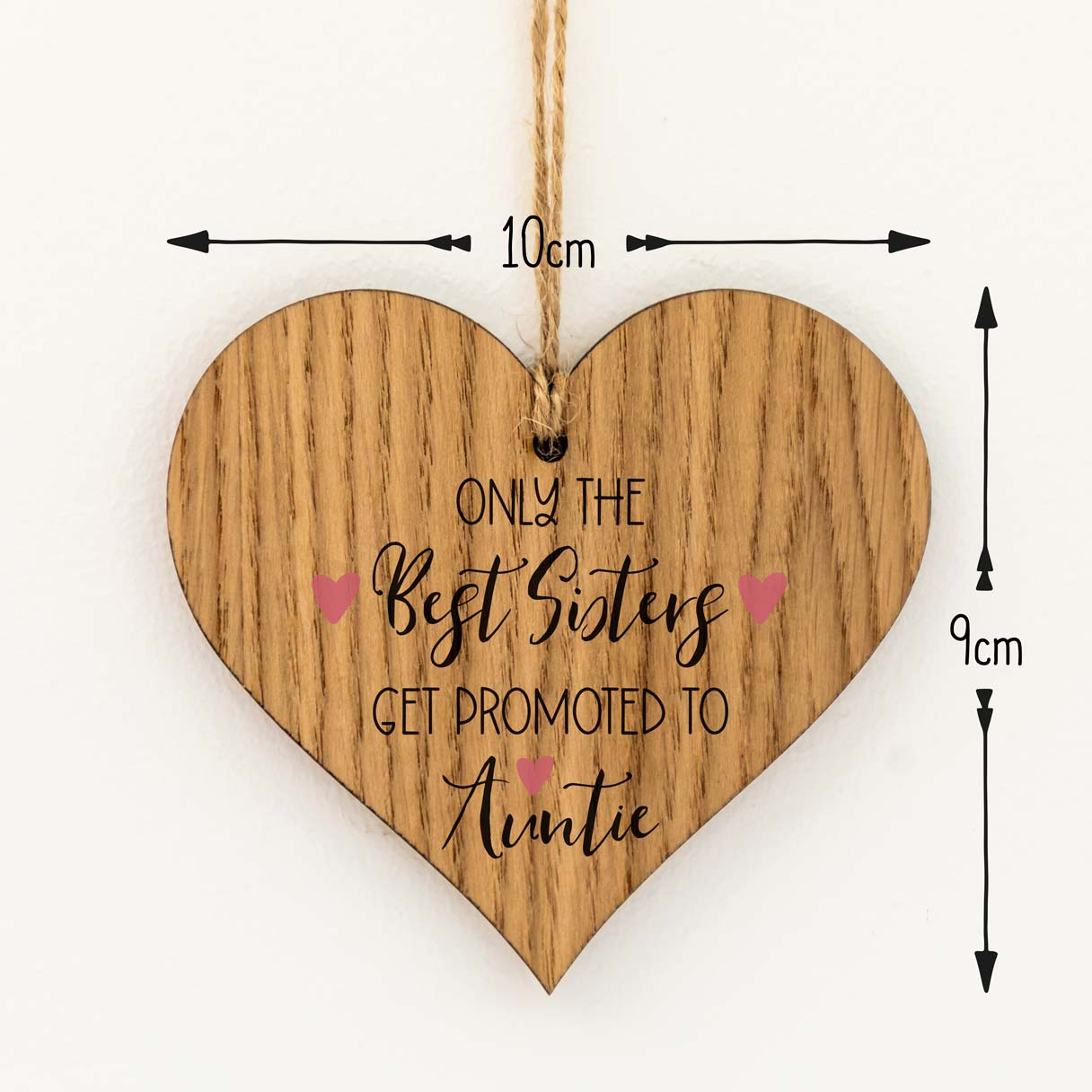 Promoted to Auntie Wood Heart Token Gift