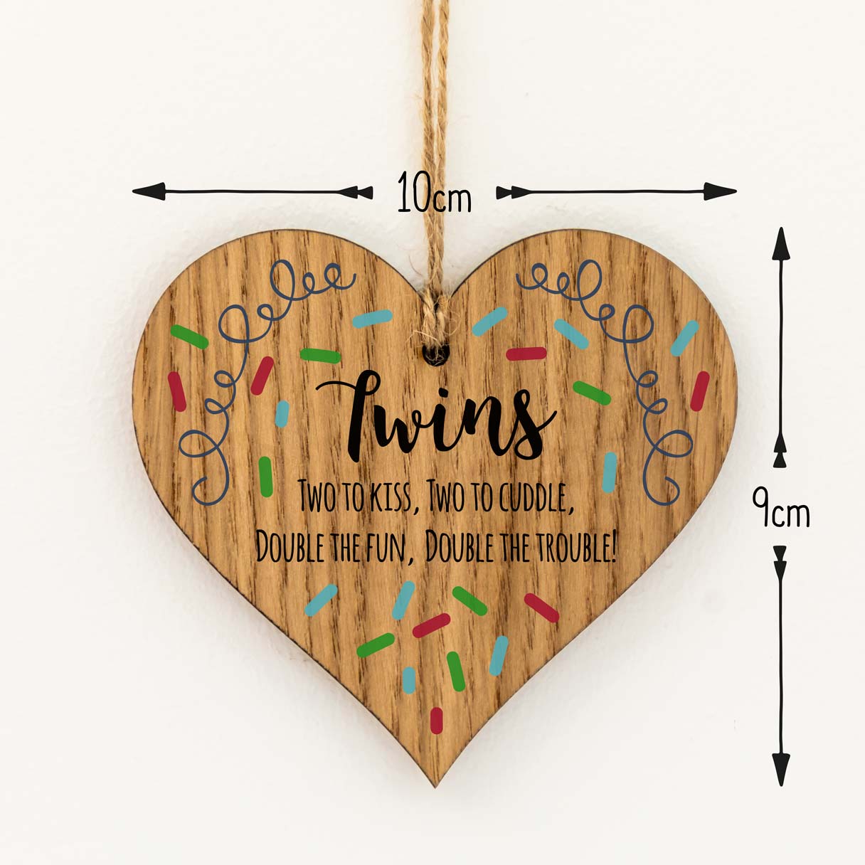 Gift For Twins Wood Heart Sign