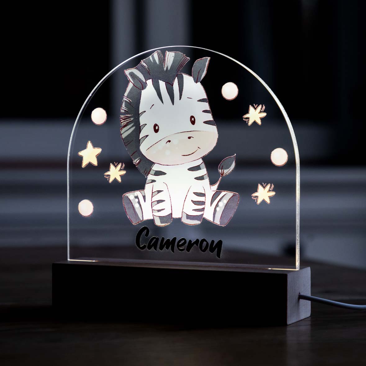 Personalised Zebra Night Light