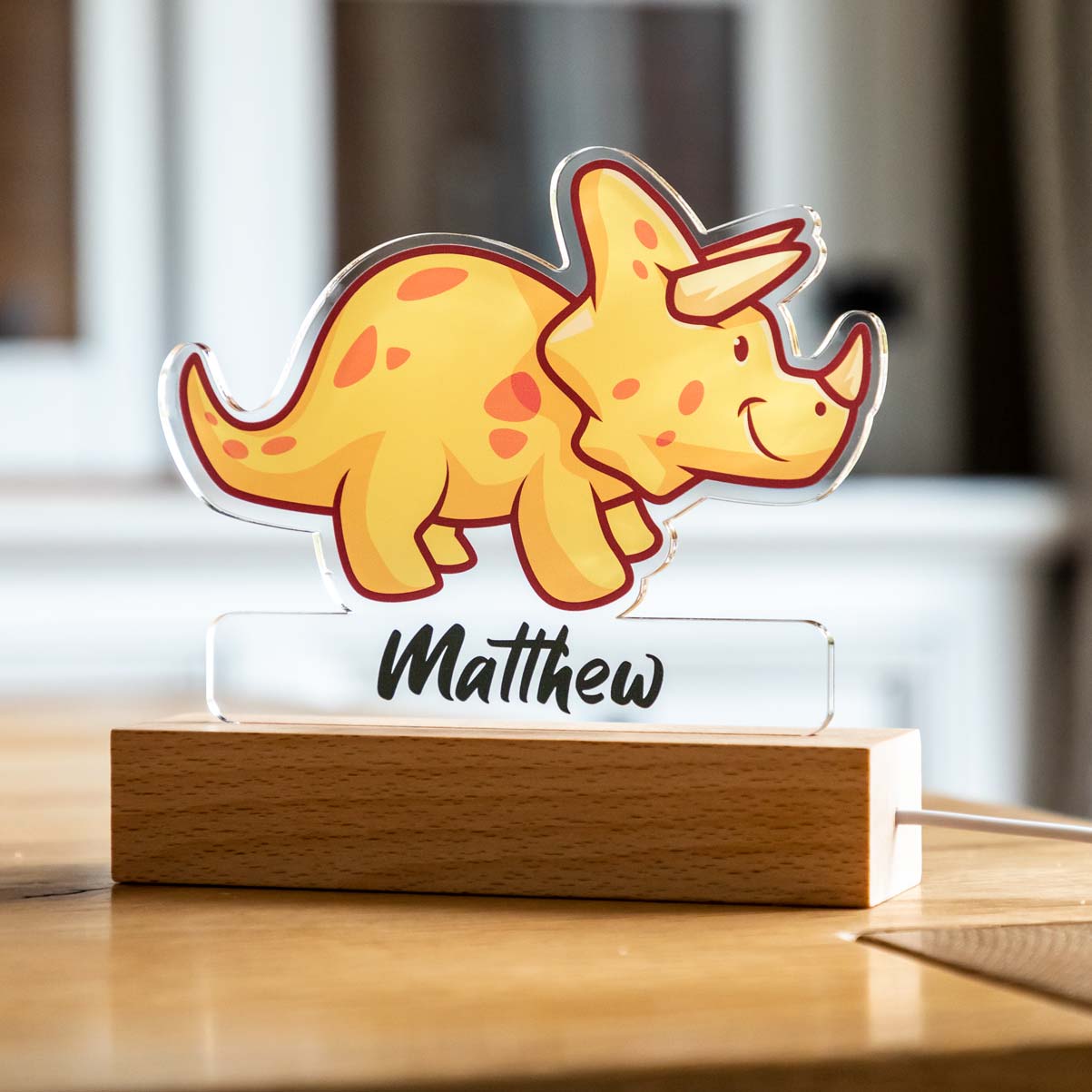 Personalised Triceratops Dinosaur Night Light