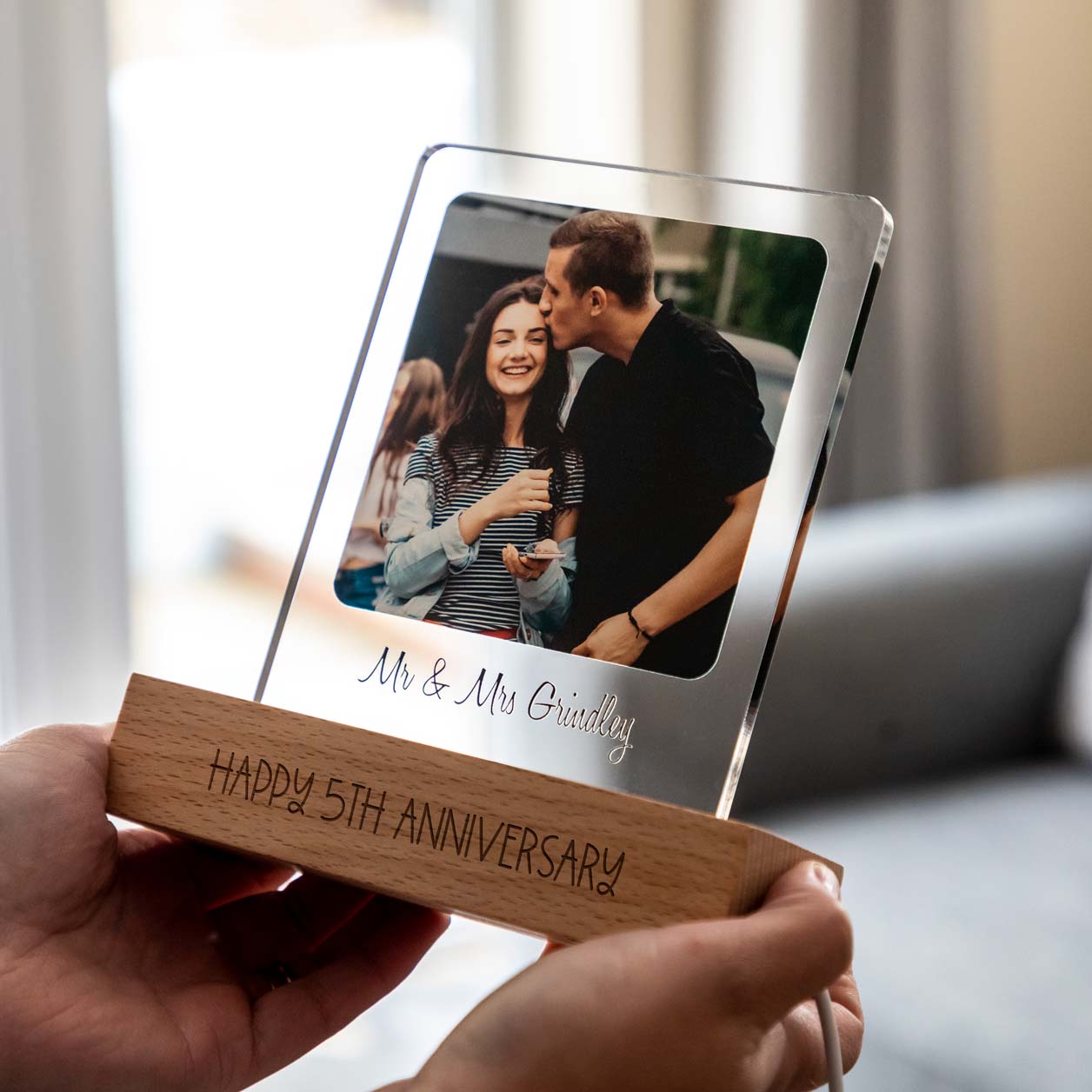 Personalised Photo LED Light 5th Anniversary Gift