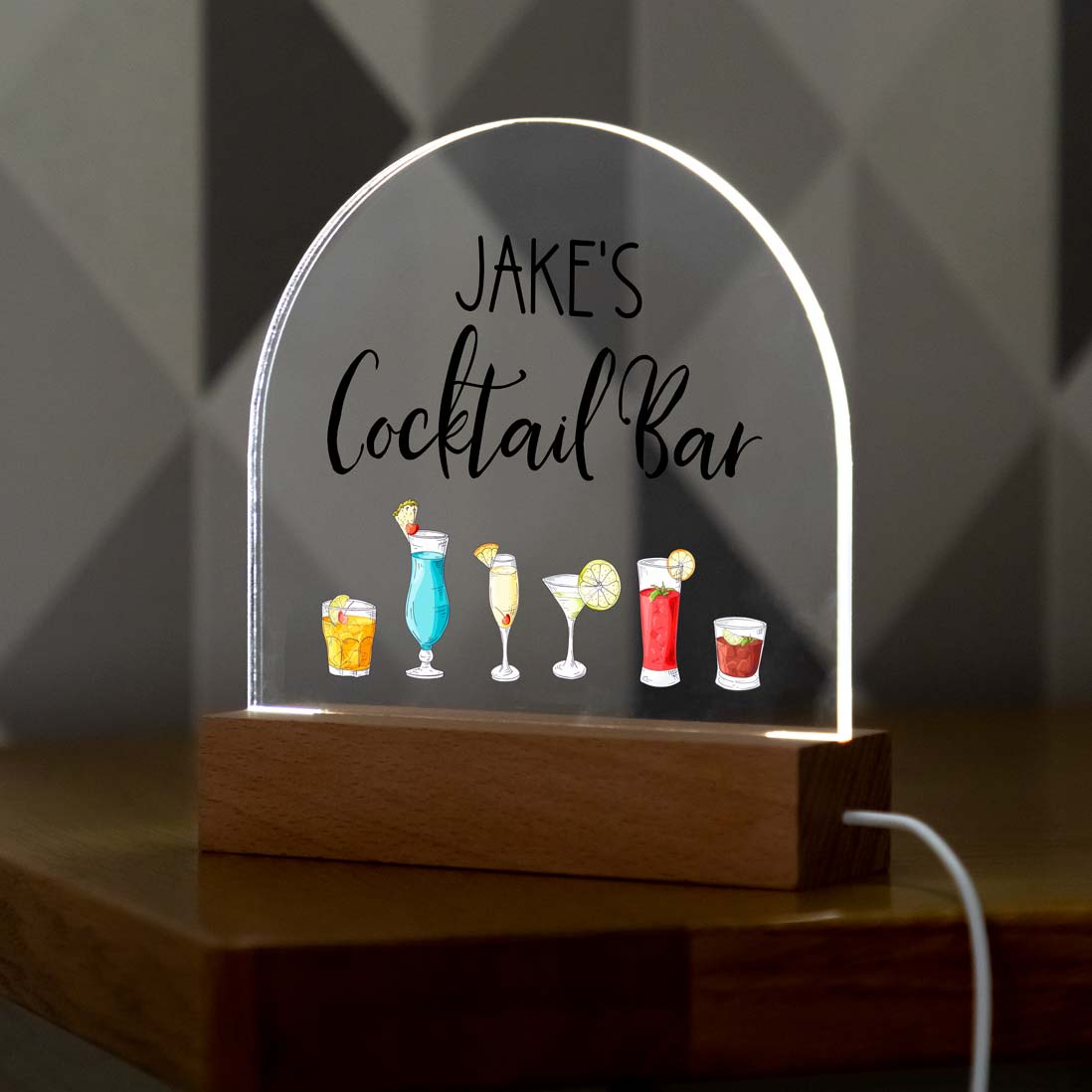 Personalised Cocktail Bar Light Sign