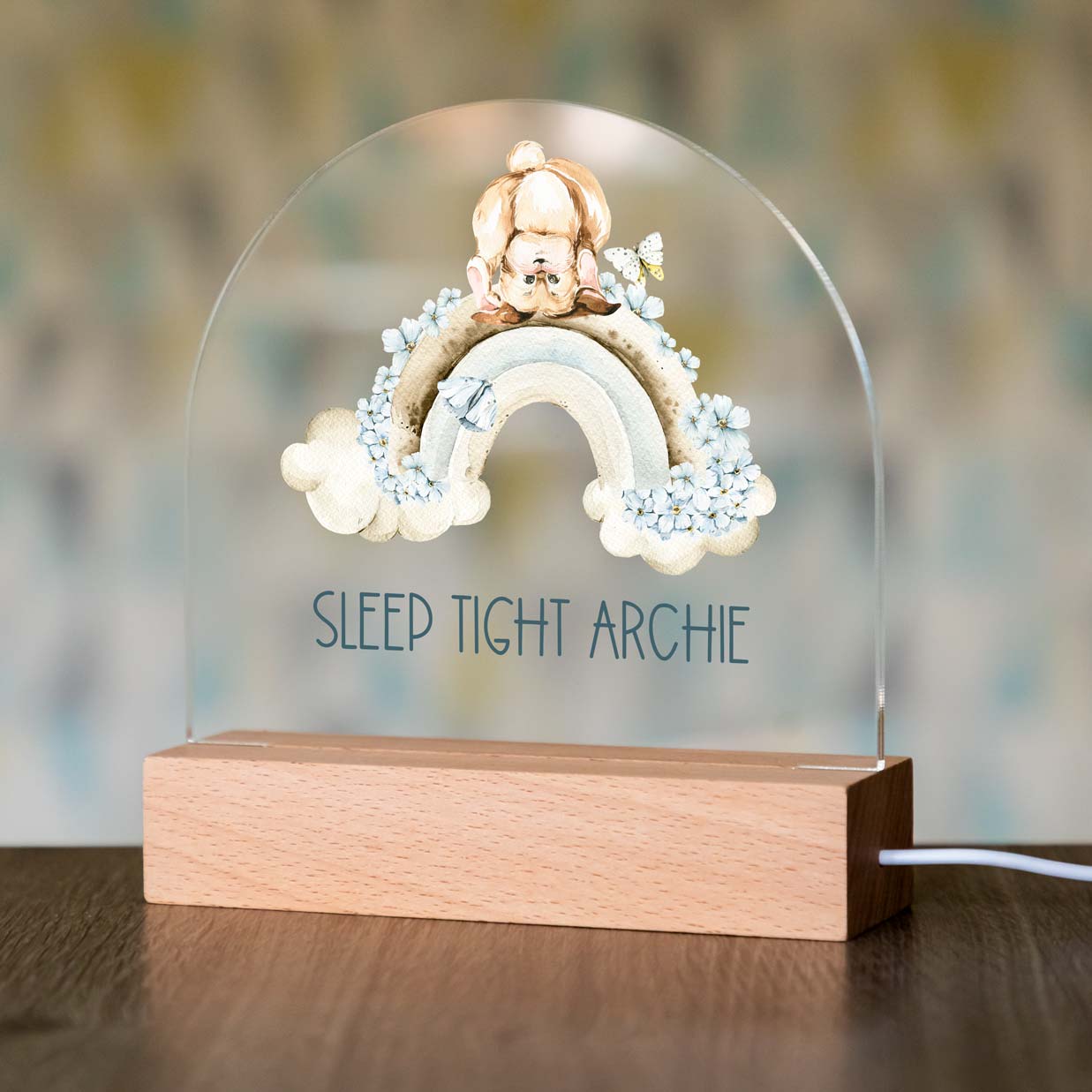Personalised Bunny Rabbit Rainbow Night Light