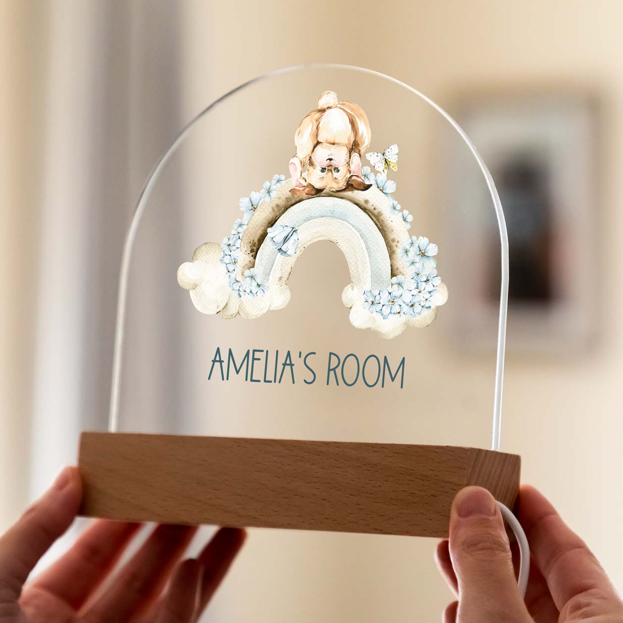 Personalised Bunny Rabbit Rainbow Night Light
