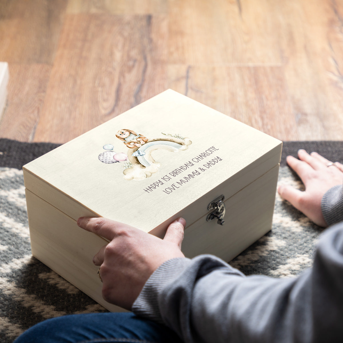 Personalised Bunny Rainbow Keepsake Box