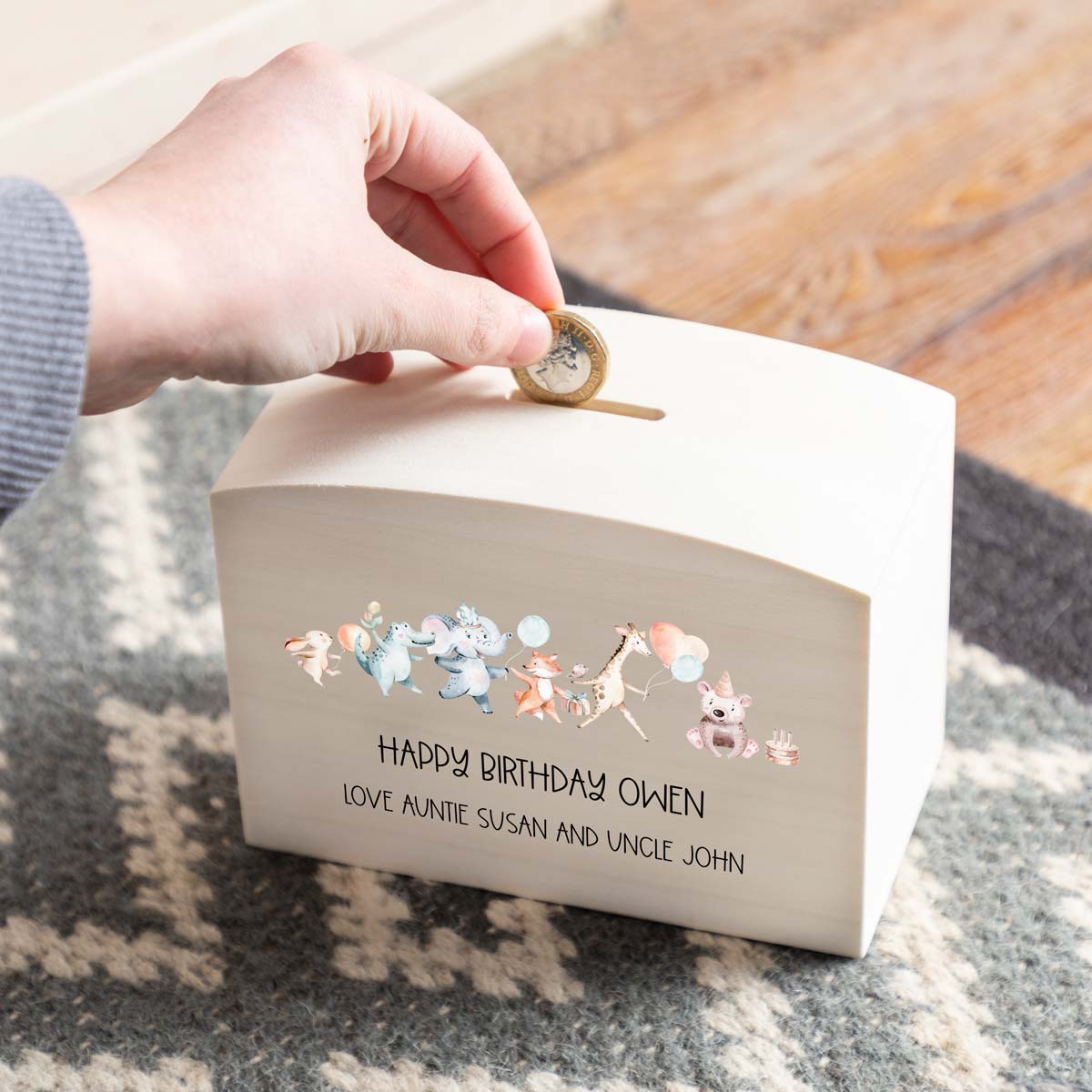 Personalised Birthday Animals Money Box