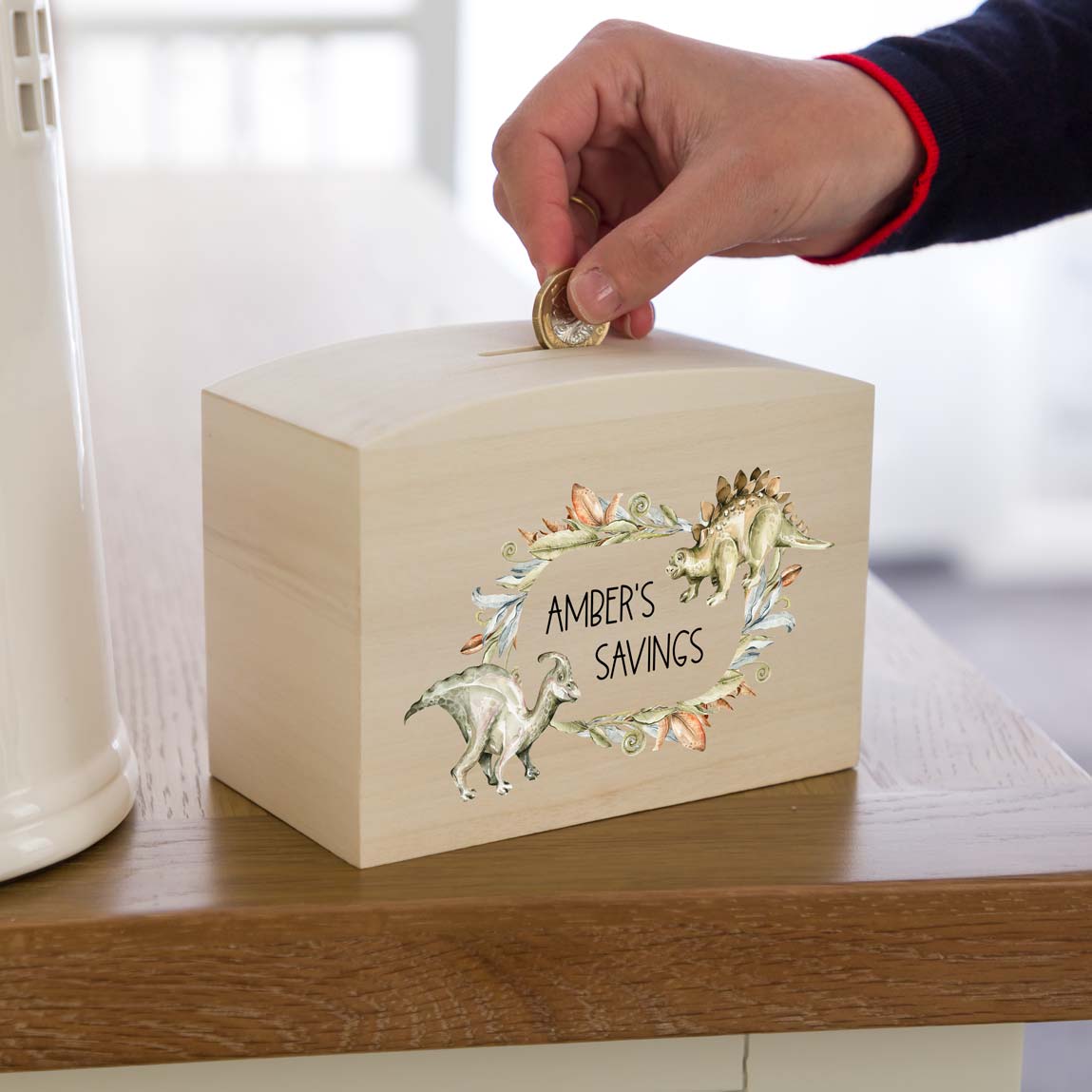 Personalised Dinosaur Money Box Gift