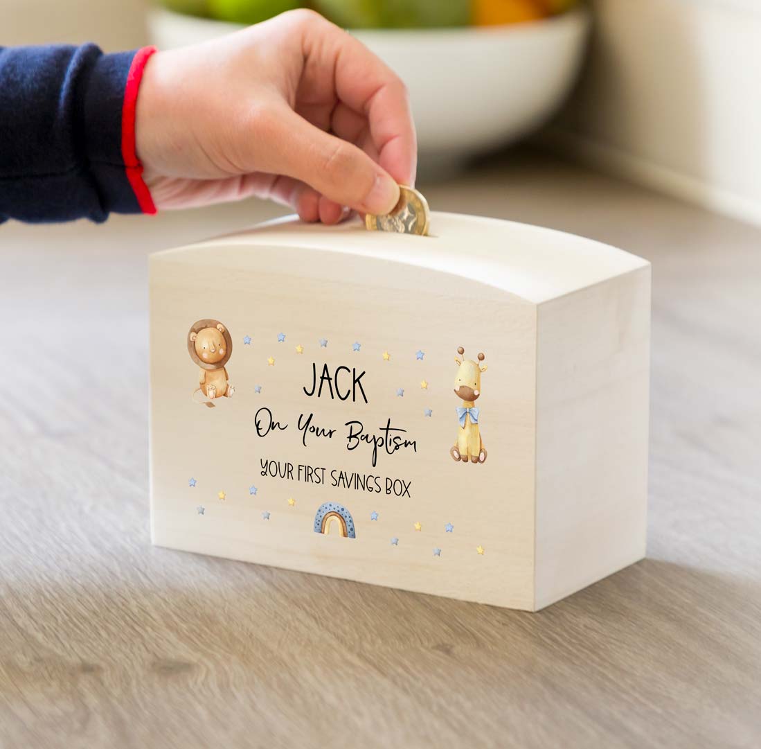 Personalised Christening Baptism Naming Day Money Box
