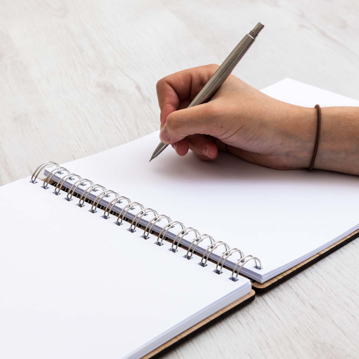 Inside pages of personalised wooden guest book