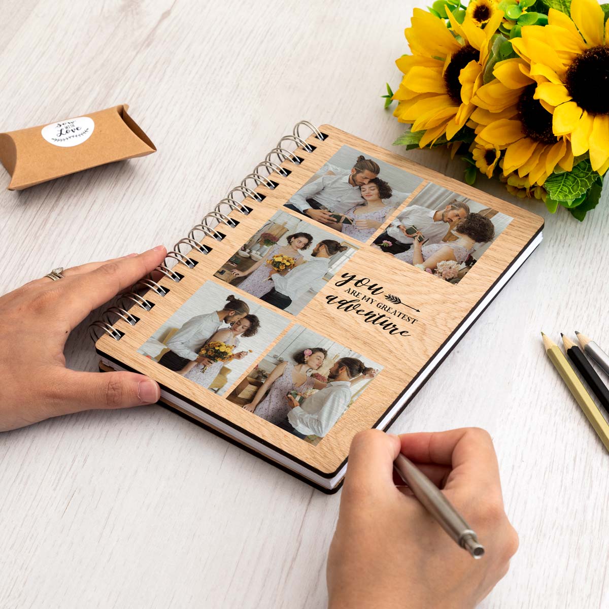 A5 portrait photo notebook printed with your own personalised photos