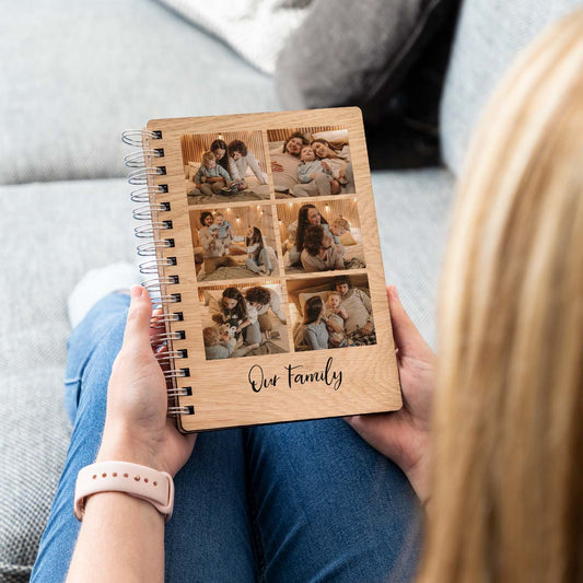 A5 portrait photo notebook made from wood