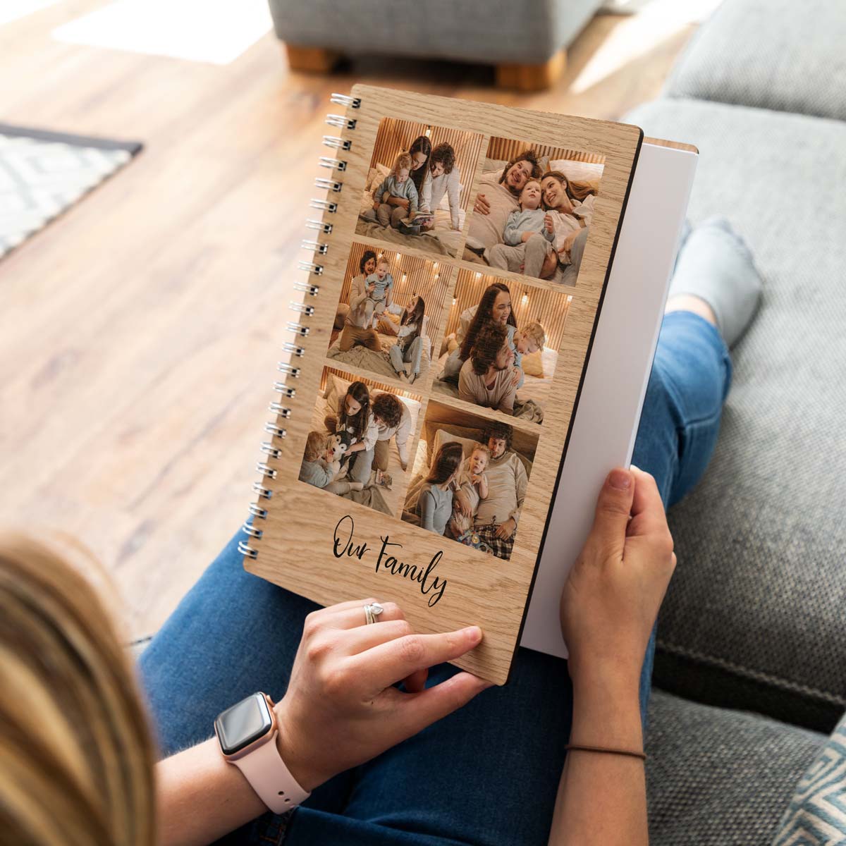 A4 portrait photo notebook made from oak veneer