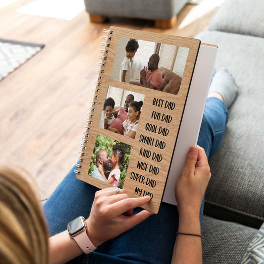 Photo notebook for dad with 3 personalised photos