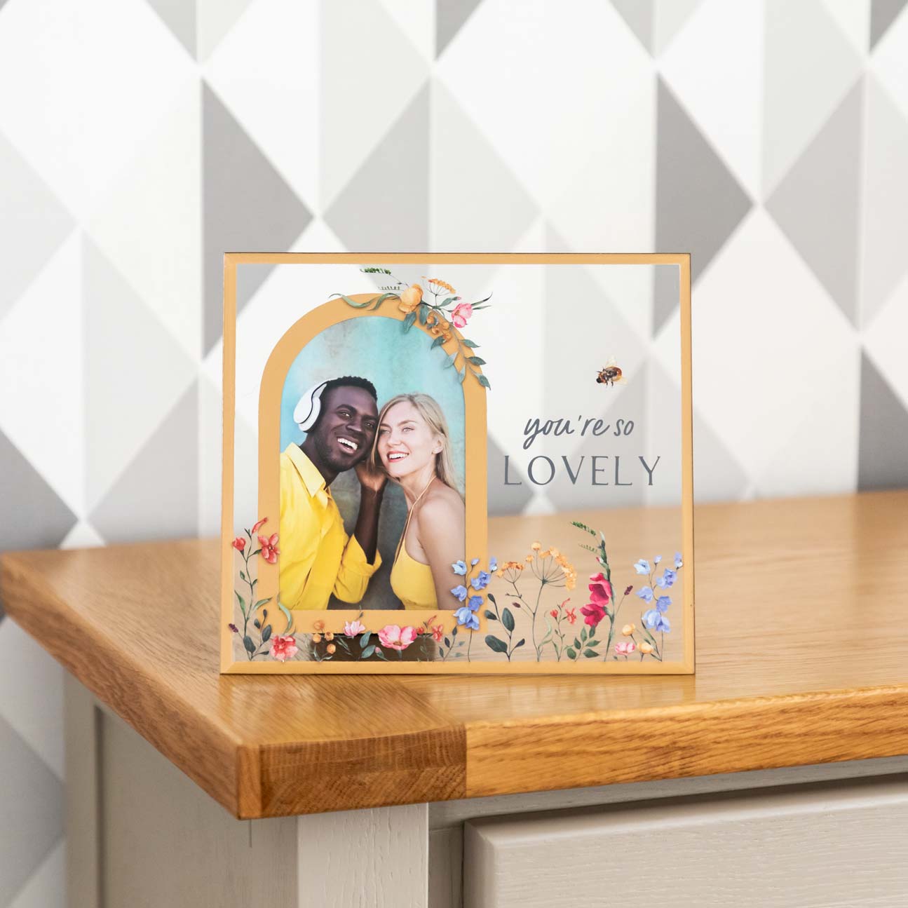 You're So Lovely Floral Glass Photo Frame