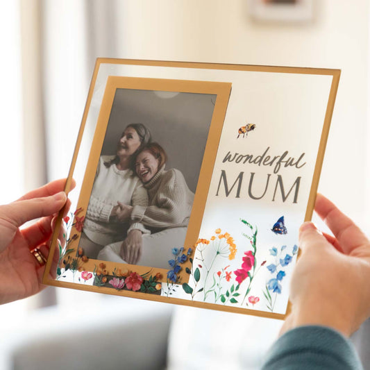 Wonderful Mum Floral Glass Photo Frame Gift