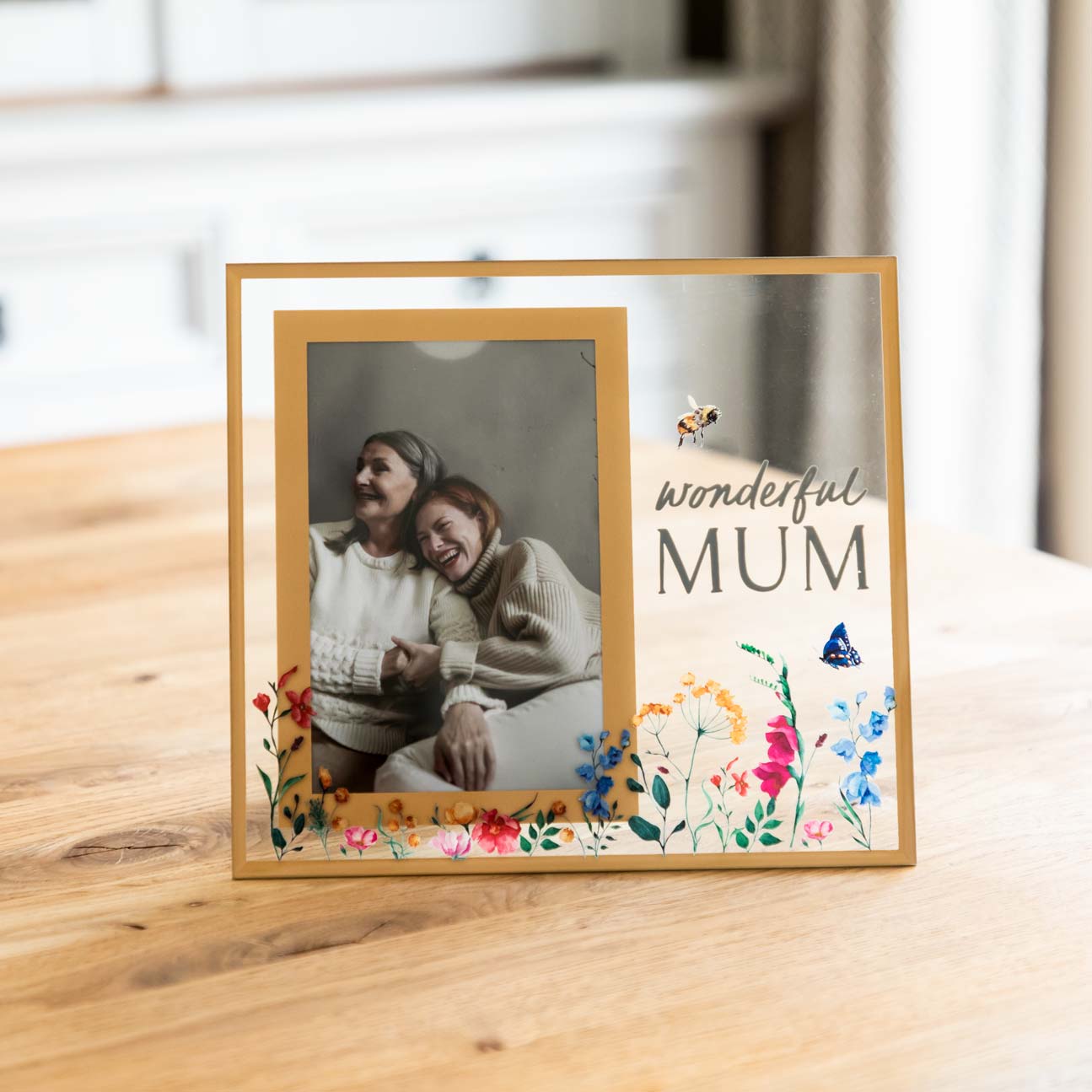 Wonderful Mum Floral Glass Photo Frame Gift