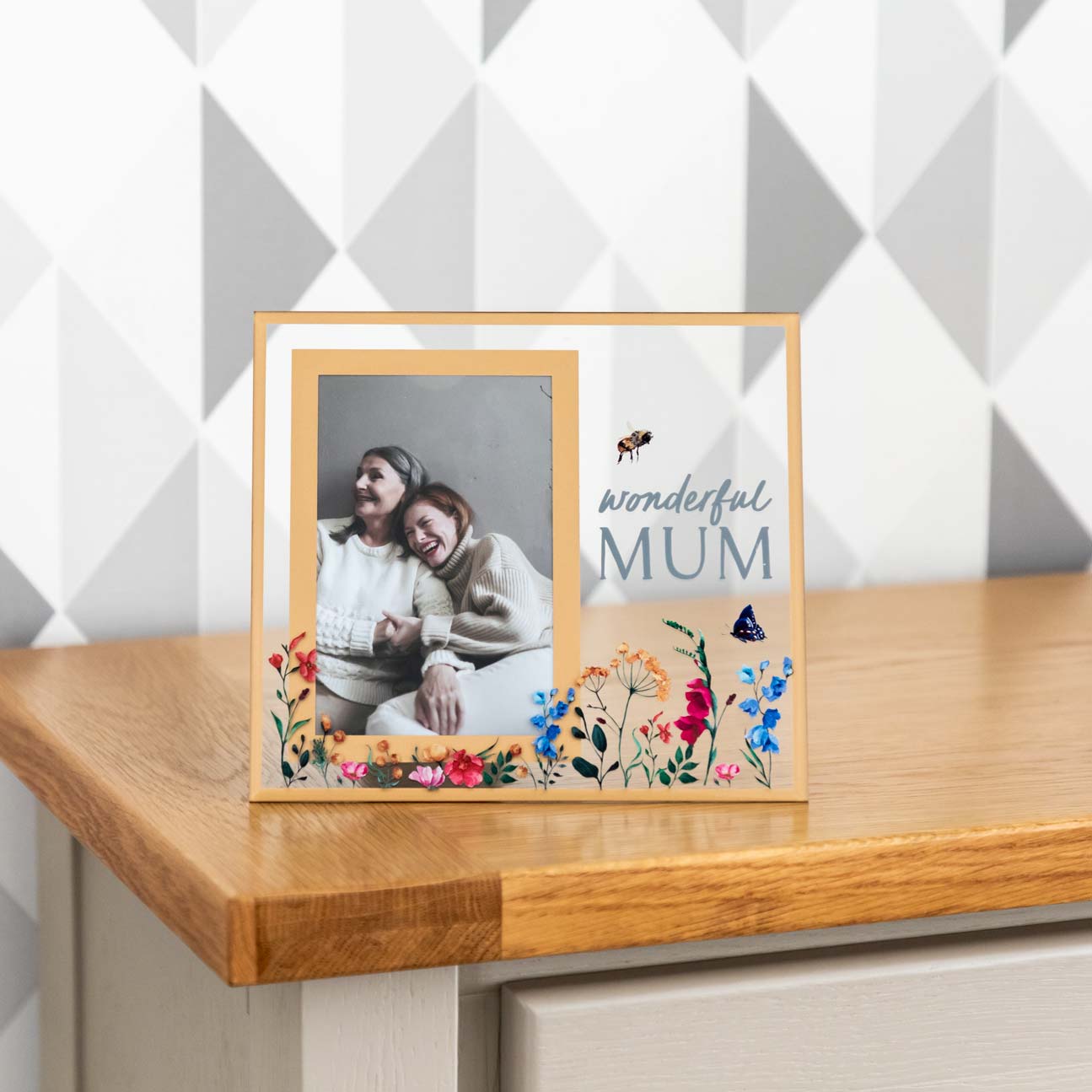 Wonderful Mum Floral Glass Photo Frame Gift