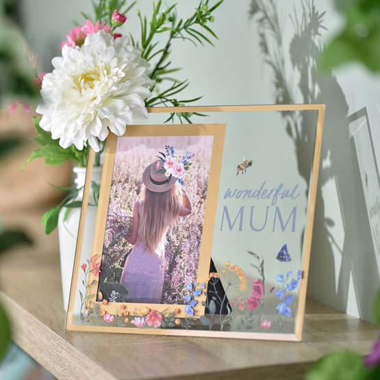 Wonderful Mum Floral Glass Photo Frame Gift