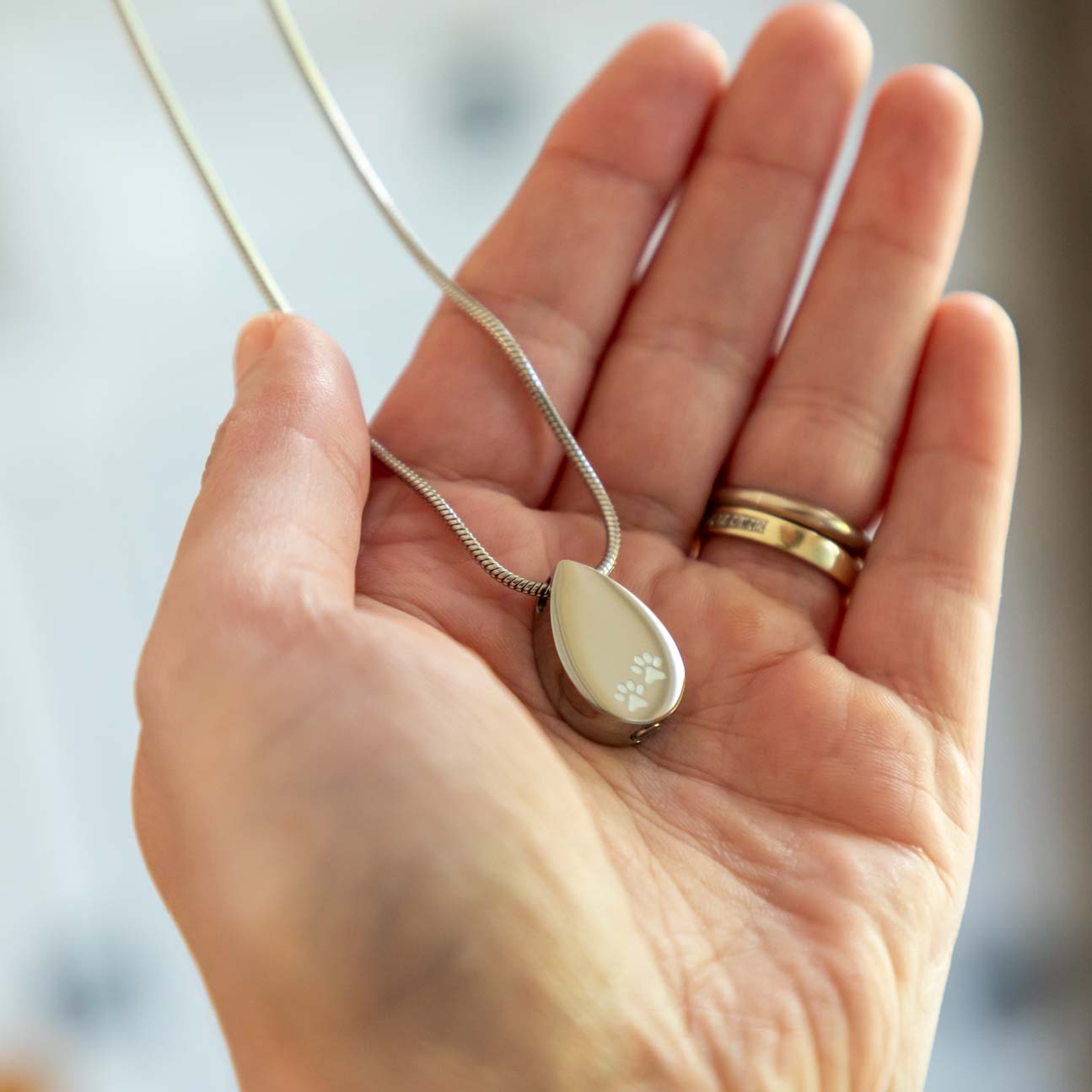 Pet Urn Teardrop Pendant Cremation Ashes Necklace
