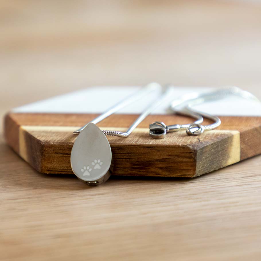 Pet Urn Teardrop Pendant Cremation Ashes Necklace
