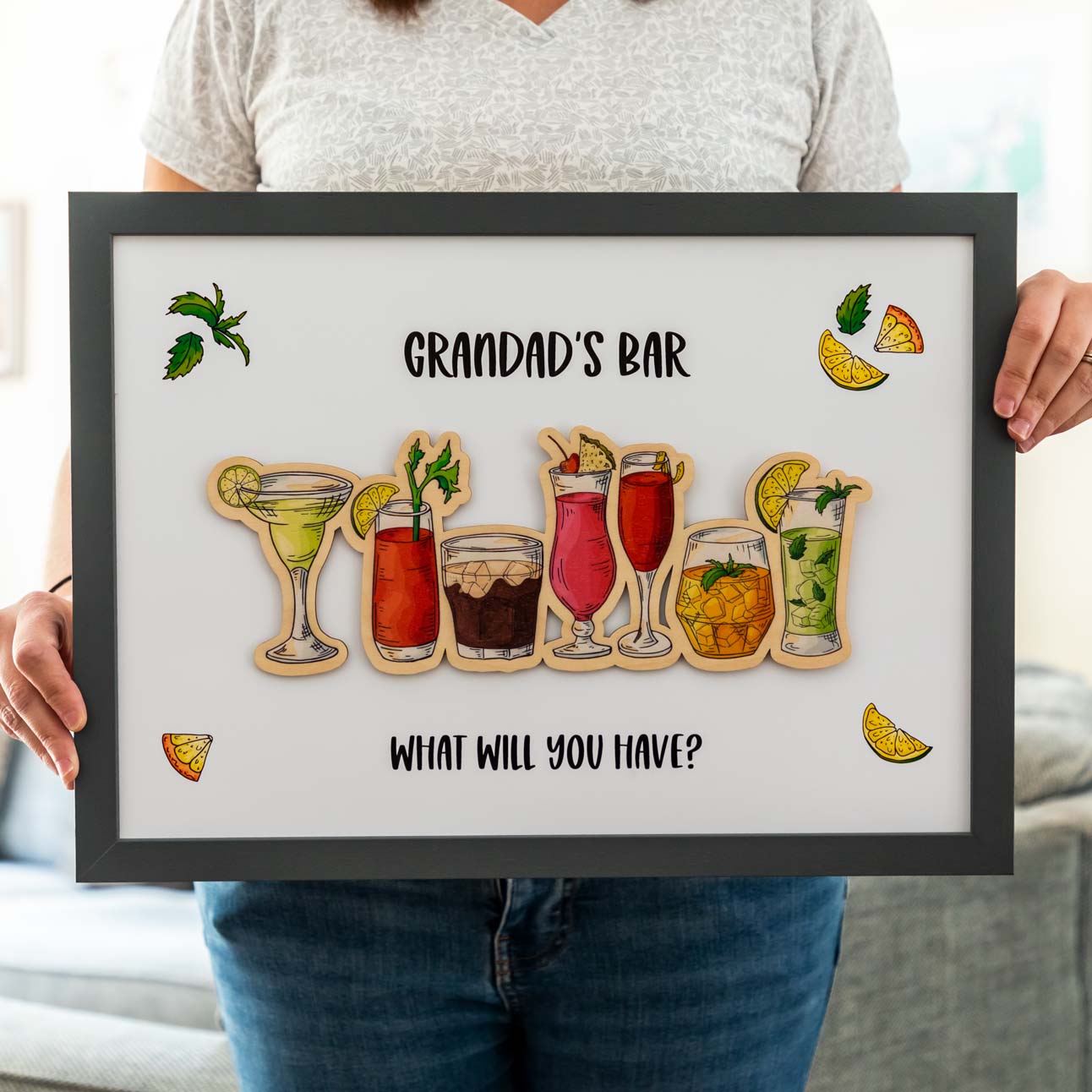 Personalised Cocktail Bar Framed Print