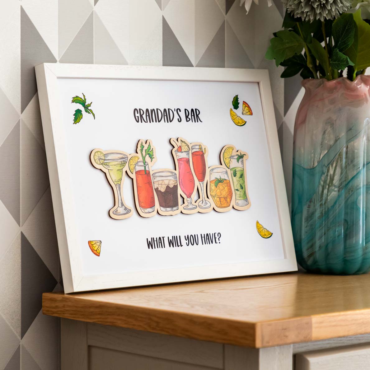 Personalised Cocktail Bar Framed Print