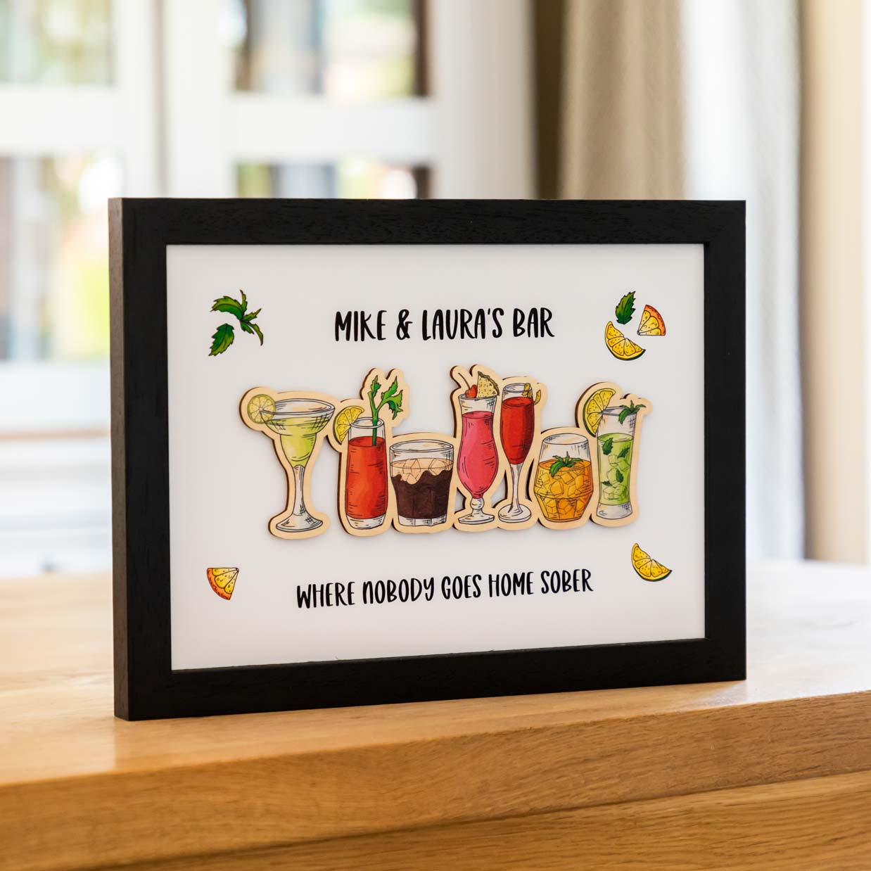 Personalised Cocktail Bar Framed Print