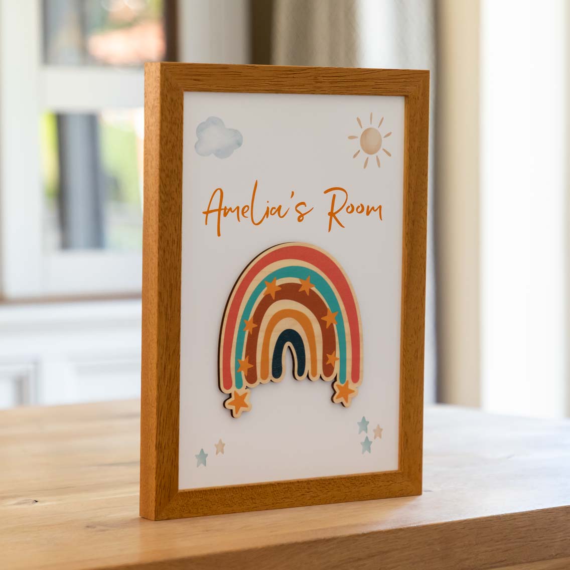 Personalised Rainbow Framed Print New Baby Gift